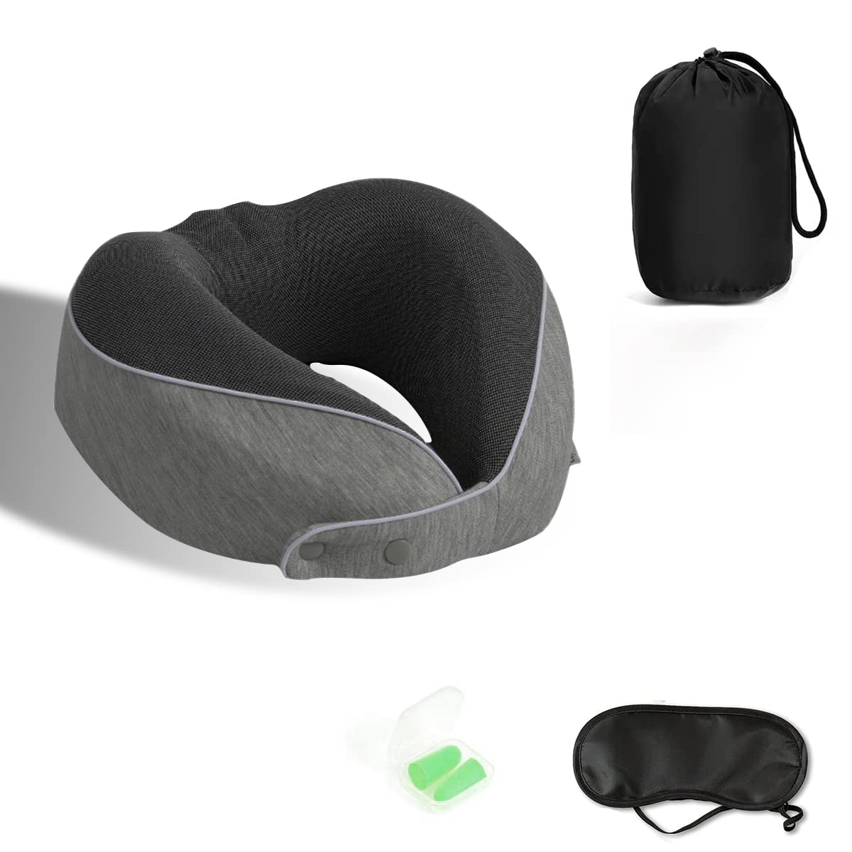 HANNEA Travel Neck Pillow Memory Foam U-shape Neck Pillow for Travel, Adjustable Neck Pillow Ergonomic Neck Pillow for Sleeping, Support Head, Neck HANNEA Travel Neck Pillow Memory Foam U-shape Neck Pillow for Travel, Adjustable Neck Pillow Ergonomic Neck Pillow for Sleeping, Support Head, Neck